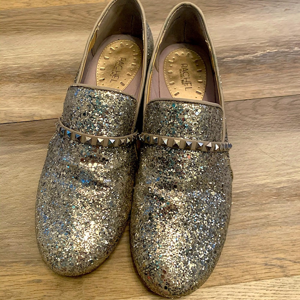 Rachel Zoe silver sparkle shoes